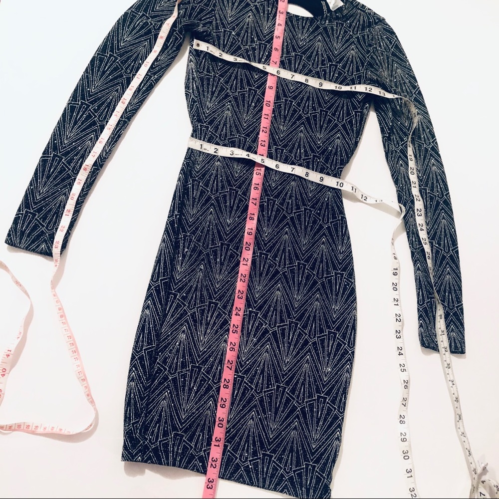 NWOT H&M BLACK GLITTER PATTERN BODYCON DRESS - Picture 8 of 9